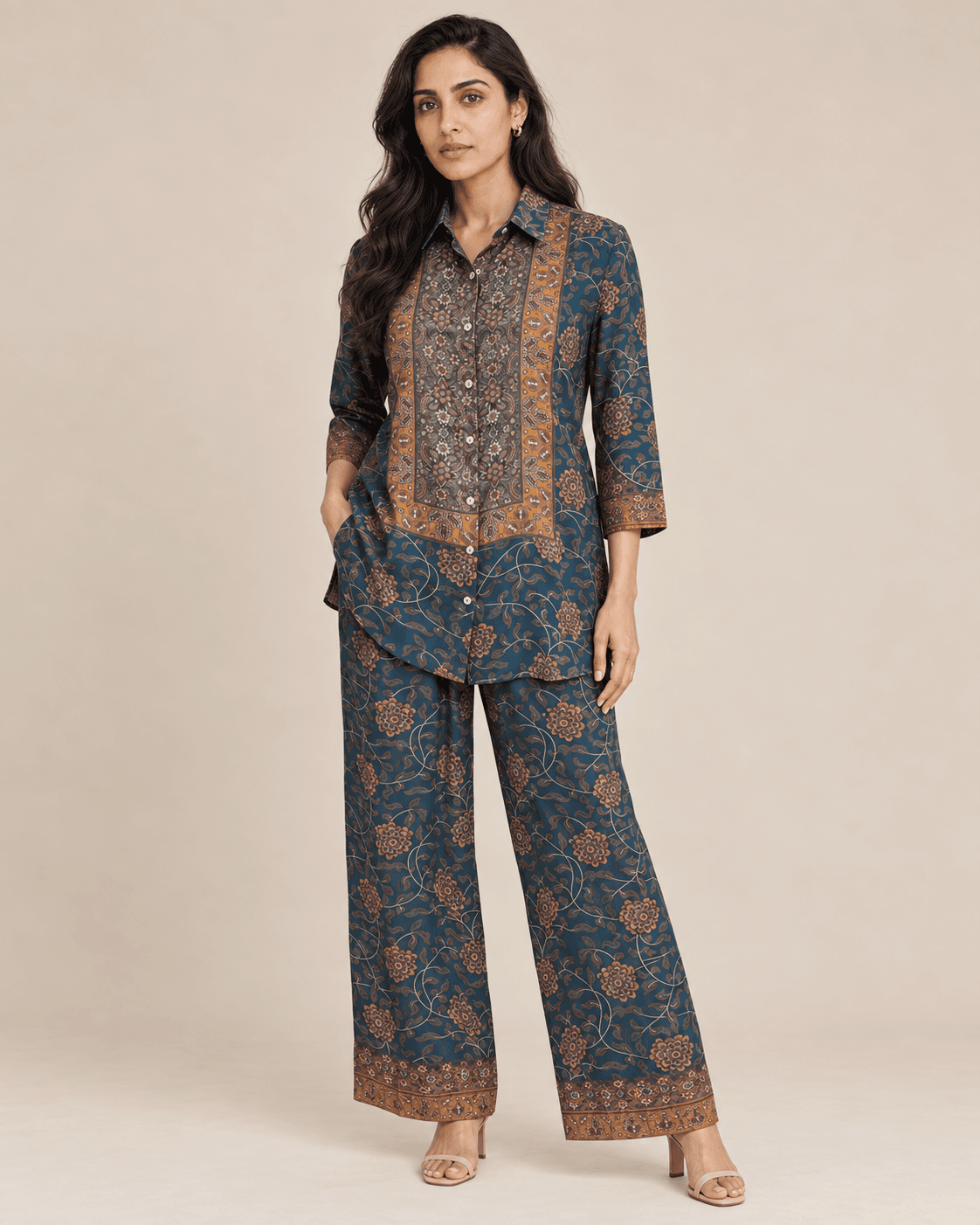 PRINTED CREPE COORD SET