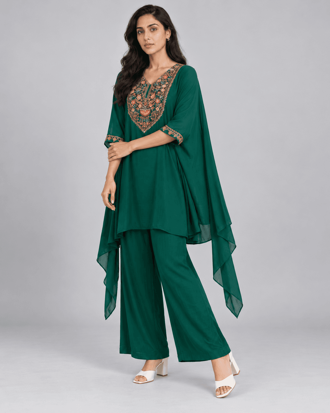 EMBELLISHED CAPE COORD SET