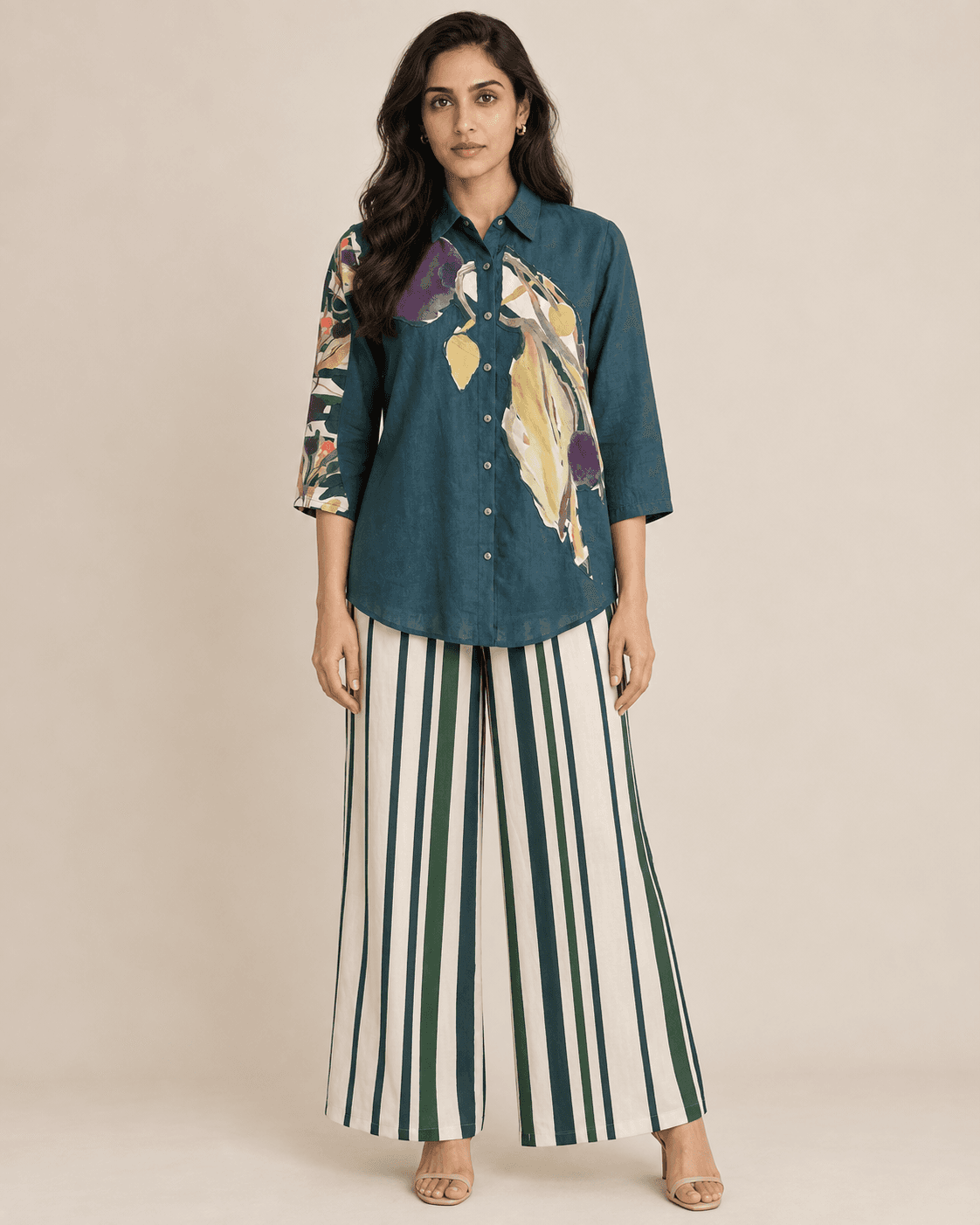 APPLIQUE LINEN COORD SET